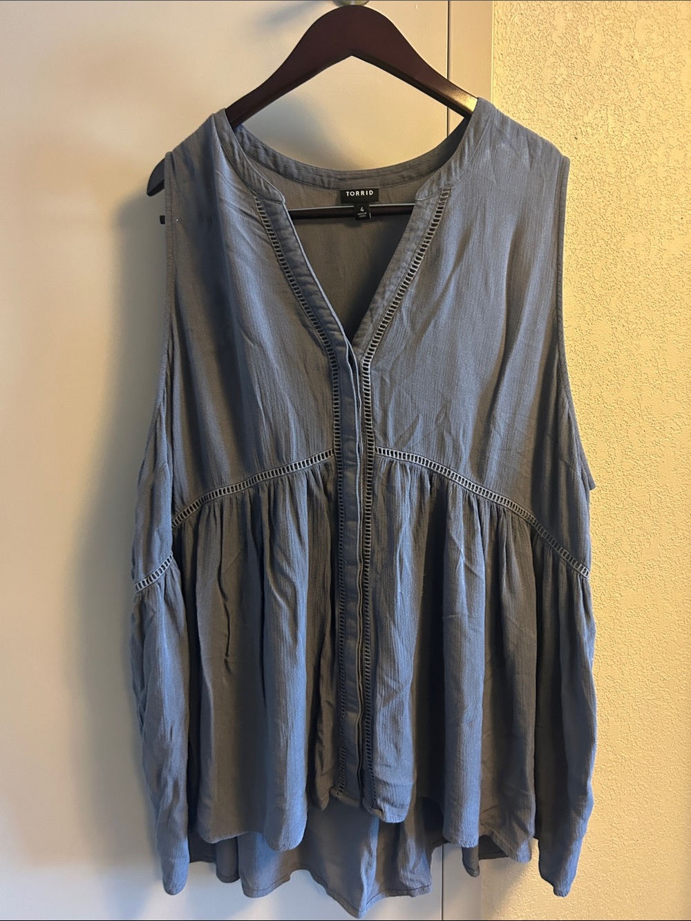 torrid Dusty Blue Sleeveless Peasant Tunic